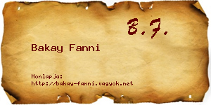Bakay Fanni névjegykártya