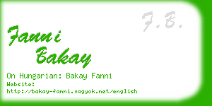 fanni bakay business card